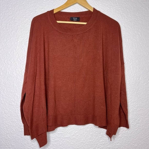 Vici Ryleigh‎ Cashmere Blend Oversized Cropped Sweater Orange Rust Size Medium - Picture 1 of 5